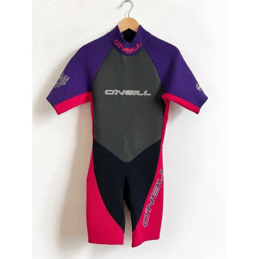 Vintage O’Neill Reactor 2/1mm Shorty Wetsuit Purple Black Adult Back Zip Surf